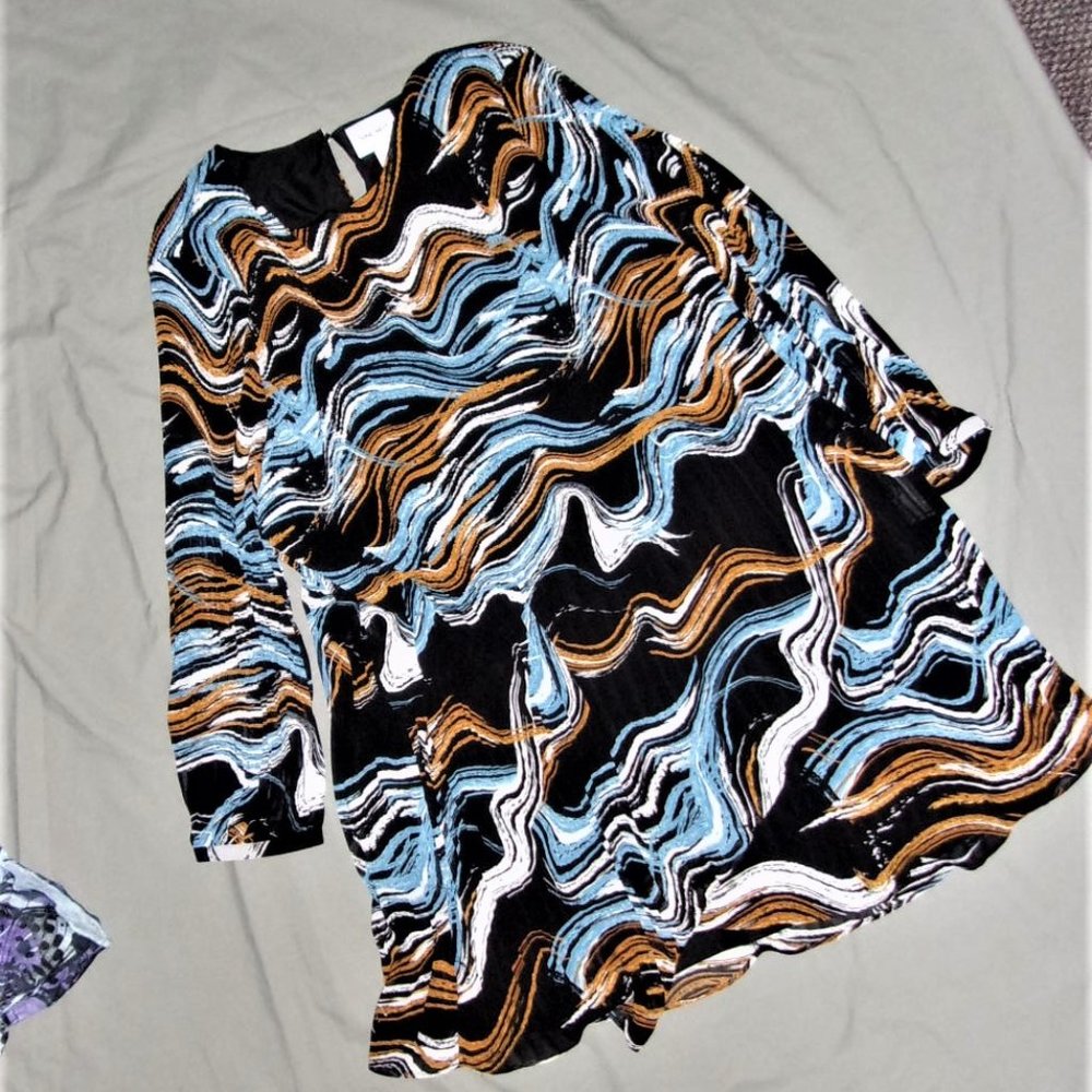 size xxl extra large womens black blue light long sleeved  dress casual chic